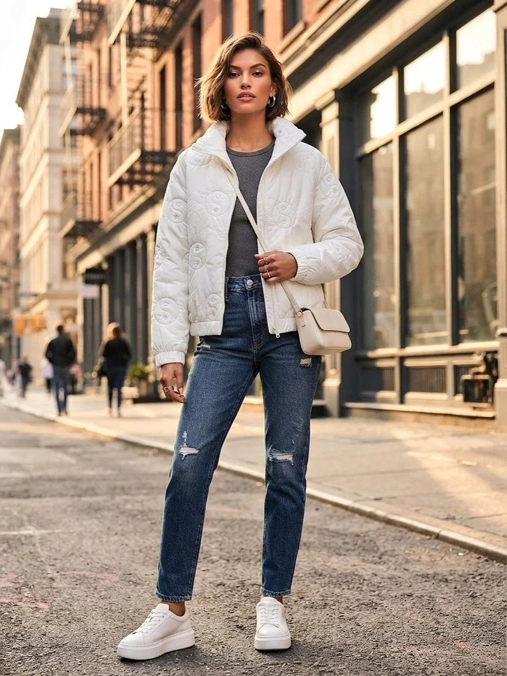 Mazik Yin-Yang Quilted Liner Jacket White